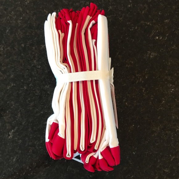 New Williams Sonoma Bordered Hotel Napkins, Set of 12, White & Red Cloth Napkins - Picture 8 of 11